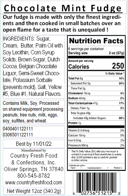 Chocolate Mint Swirl Fudge ... 12oz Resealable Container