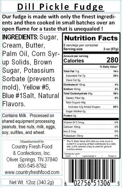 Dill Pickle Fudge ... 12oz Resealable Container