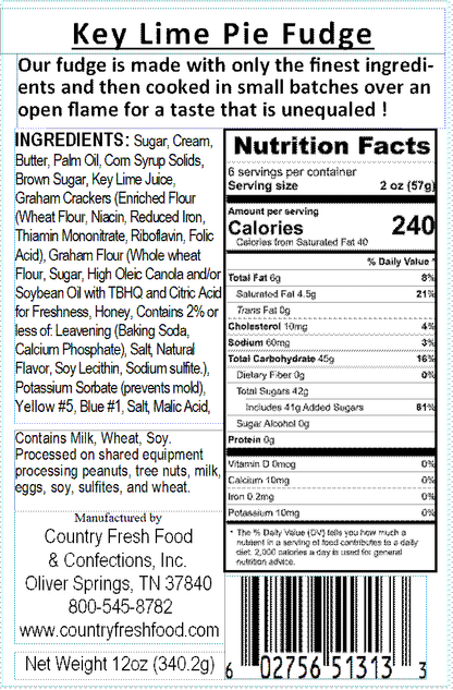 Key Lime Pie Fudge ... 12oz Resealable Container