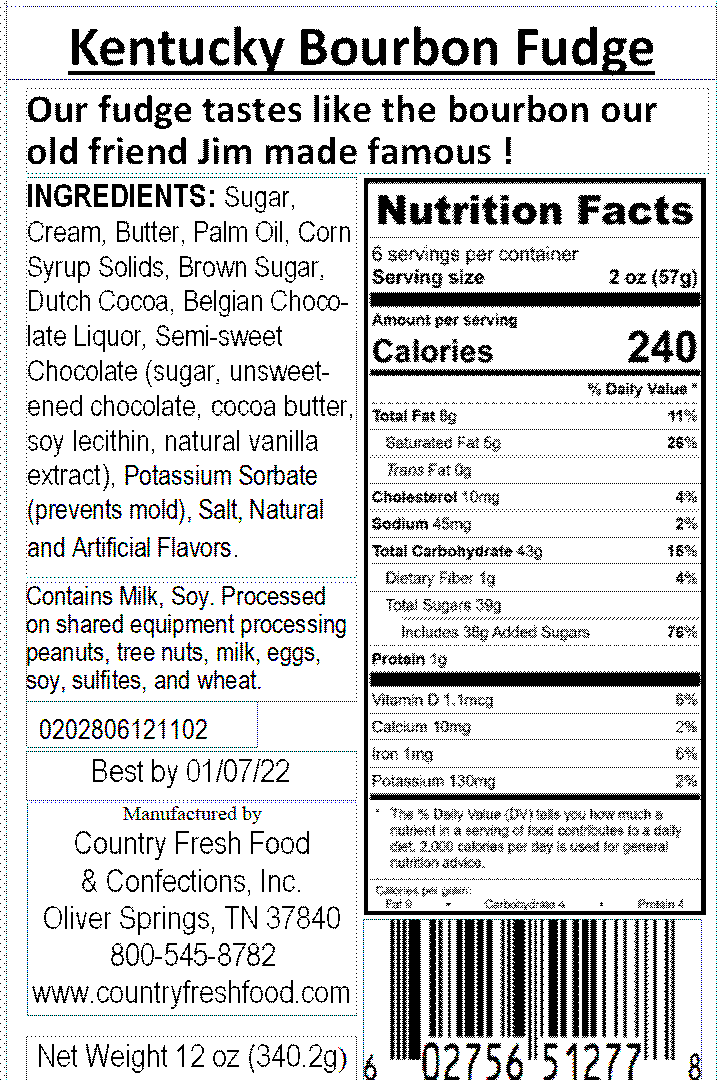 Spirit Legends Kentucky Bourbon Fudge (Non-Alcoholic) ... 12oz Resealable Container