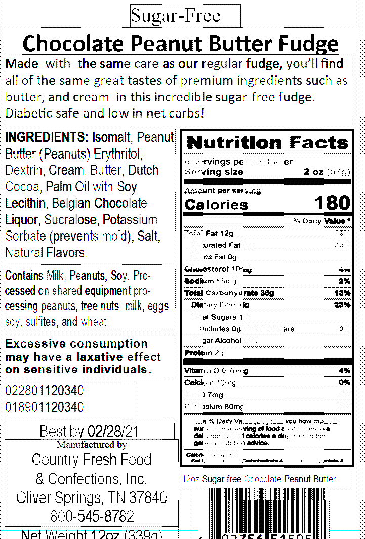 Sugar-Free Chocolate Peanut Butter Fudge ... 12oz Resealable Container